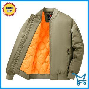 Men's Bomber Jacket Full Zip Padded Warm Water Resistant Winter Coat